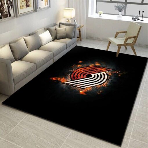 Portland Trail Blazers Area Rug - Basketball Team Living Room Bedroom Carpet - Custom Size And Printing
