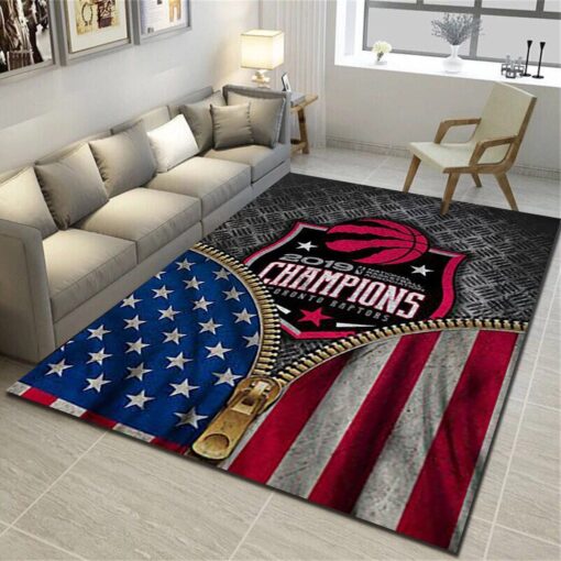 Toronto Raptors Logo Area Rug - Basketball Team Living Room Carpet - Custom Size And Printing