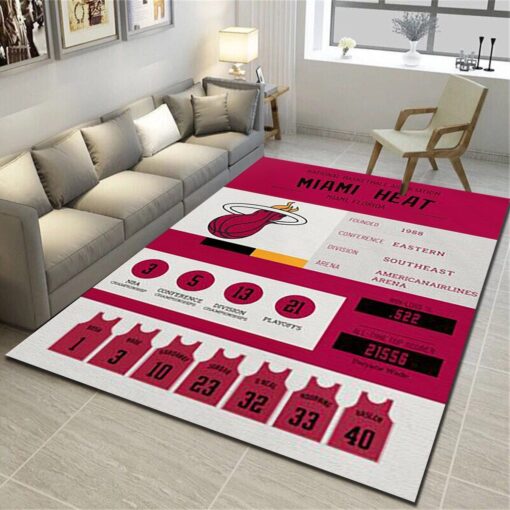Miami Heat Rug - Basketball Team Living Room Carpet - Custom Size And Printing
