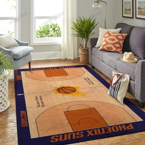 Phoenix Suns Court Area Rug Nba Basketball Team Logo Carpet Living Room Rug - Custom Size And Printing