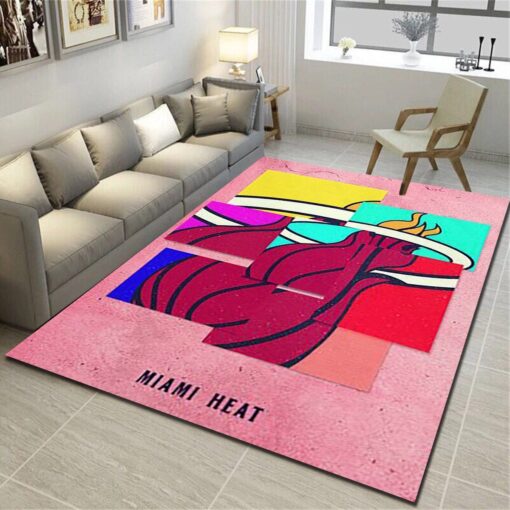 Miami Heat Area Rugs, Basketball Team Living Room Bedroom Carpet, Fan Cave Floor Mat - Custom Size And Printing