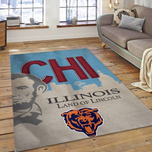 Lincoln Chicago Bears Nfl Rug Us Gift Decor - Custom Size And Printing