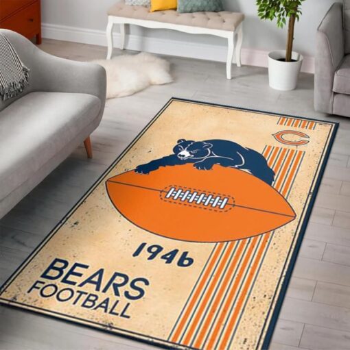 Chicago Bears Football Area Rug Rug - For Living Room - Custom Size And Printing