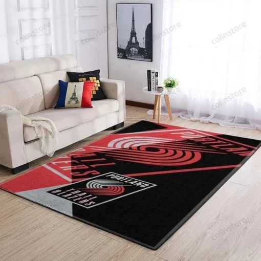 Portland Trail Blazers Area Rug Nba Basketball Team Logo Carpet Living Room Rug - Custom Size And Printing