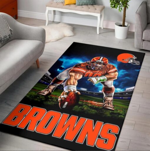 Cleveland Browns Ferocious Football Nfl Area Rug Rug - For Living Room Rug - Custom Size And Printing