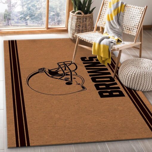 Cleveland Browns Brown Logo Nfl Area Rug Carpet Living Room - Custom Size And Printing