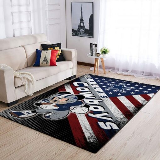 Dallas Cowboys Nfl Team Logo Mickey Us Style Nice Gift Home Decor Rectangle Area Rug - Custom Size And Printing