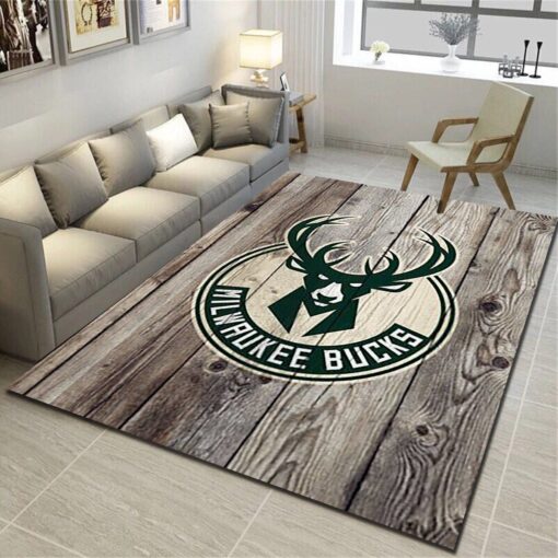 Milwaukee Bucks Area Rugs, Basketball Team Living Room Carpet - Custom Size And Printing