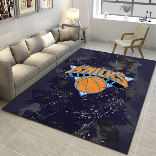 New York Knicks Logo Area Rug - Basketball Team Living Room Bedroom Carpet - Custom Size And Printing