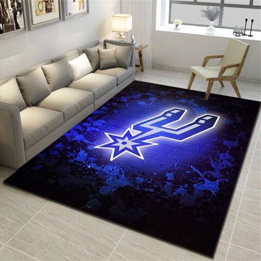 San Antonio Spurs Logo Area Rug - Basketball Team Living Room Bedroom Carpet - Custom Size And Printing