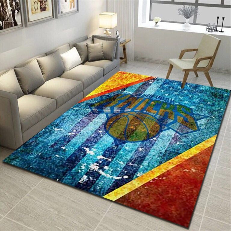 New York Knicks Logo Area Rug – Basketball Team Living Room Carpet – Custom Size And Printing