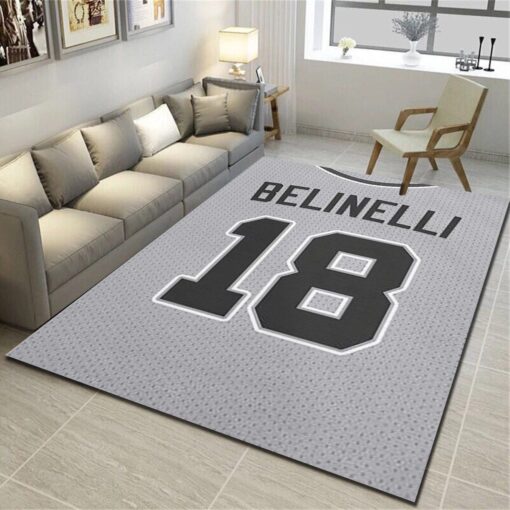 San Antonio Spurs Logo Area Rug - Basketball Team Living Room Carpet - Custom Size And Printing