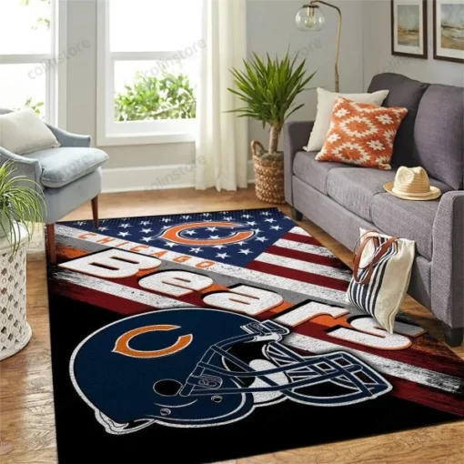 Helmest Chicago Bears Nfl Living Room Carpet Area Rug - Custom Size And Printing