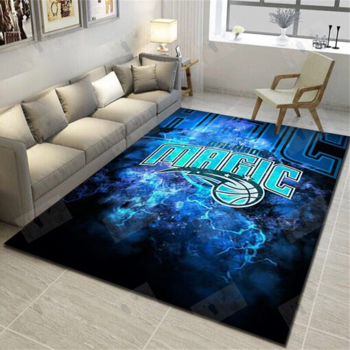 Orlando Magic Logo Area Rug - Basketball Team Living Room Carpet, Fan Cave Floor Mat - Custom Size And Printing