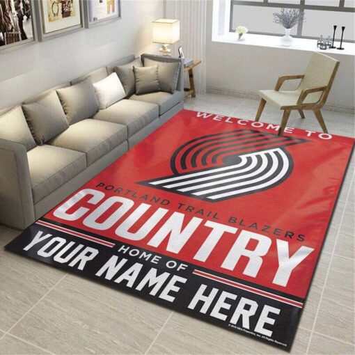 Portland Trail Blazers Personalized Area Rug - Team Living Room Carpet - Custom Size And Printing