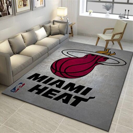 Miami Heat Area Rugs, Basketball Team Living Room Carpet, Sports Floor Decor - Custom Size And Printing