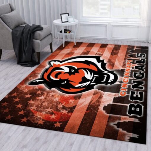 Cincinnati Bengals American Football Nfl Living Room Carpet Rug - Custom Size And Printing
