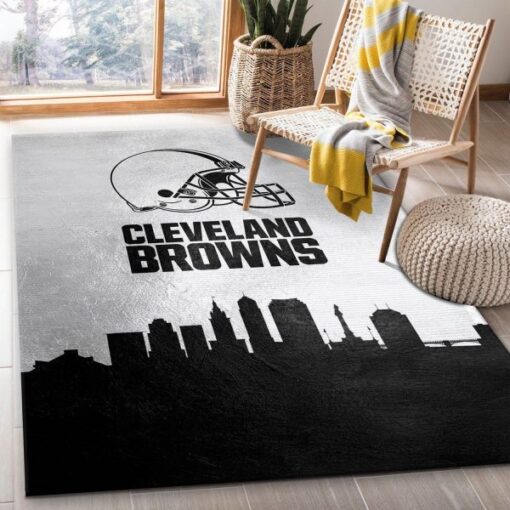 Cleveland Browns Skyline Nfl Living Room Carpet Rug Home Decor - Custom Size And Printing