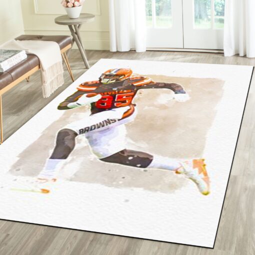 Cleveland Browns Logo Area Rug - Football Team Living Room Bedroom Carpet - Custom Size And Printing