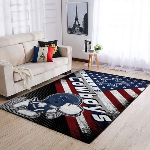 Dallas Cowboys Nfl Team Logo Snoopy Us Style Nice Gift Home Decor Rectangle Area Rug - Custom Size And Printing