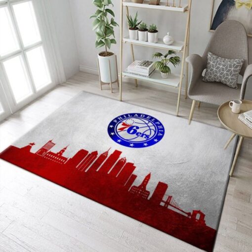 Philadelphia 76Ers Skyline Nba Living Room Carpet Rug Home Decor - Custom Size And Printing