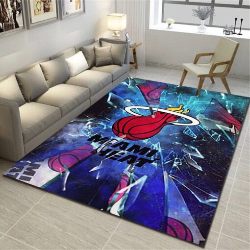 Miami Heat Area Rug - Basketball Team Living Room Bedroom Carpet - Custom Size And Printing