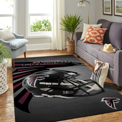 Atlanta Falcons NFL Area Rug - Team Logo Helmet Living Room Carpet Sports Rug - Custom Size And Printing