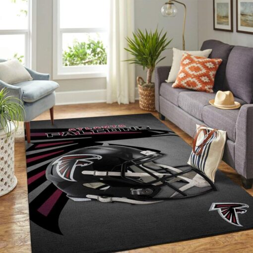 Atlanta Falcons NFL Area Rug - Team Logo Helmet Floor Decor And Home Decor - Custom Size And Printing