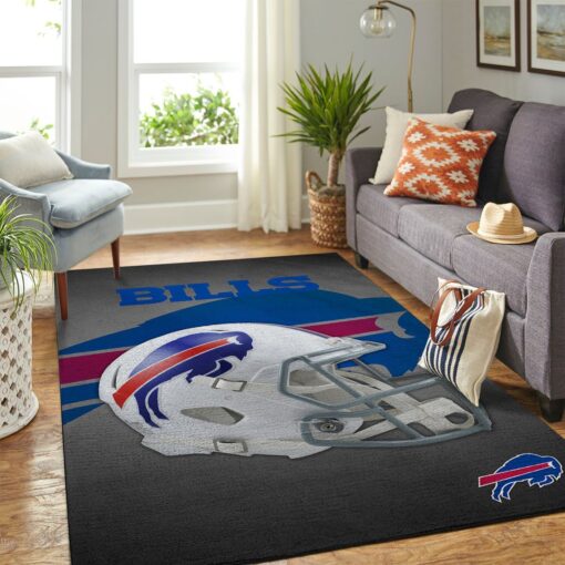 Buffalo Bills NFL Area Rug - Team Logo Helmet Living Room Carpet - Custom Size And Printing