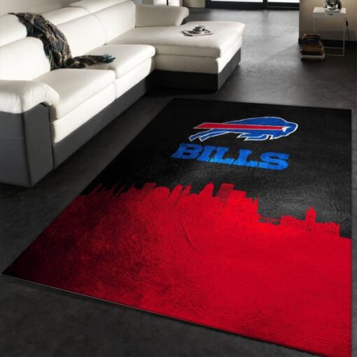 Buffalo Bills Skyline NFL Area Rug Carpet, Living Room Rug Christmas Gift Us Decor Custom Size And Printing