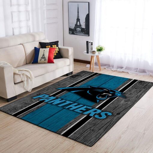 Carolina Panthers NFL Team Logo Wooden Style Style Nice Gift Home Decor Rectangle Area Rug Custom Size And Printing