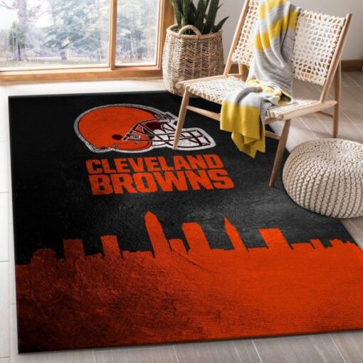 Cleveland Browns Skyline Nfl Team Home Field Nfl Living Room Carpet Rug Home Decor - Custom Size And Printing