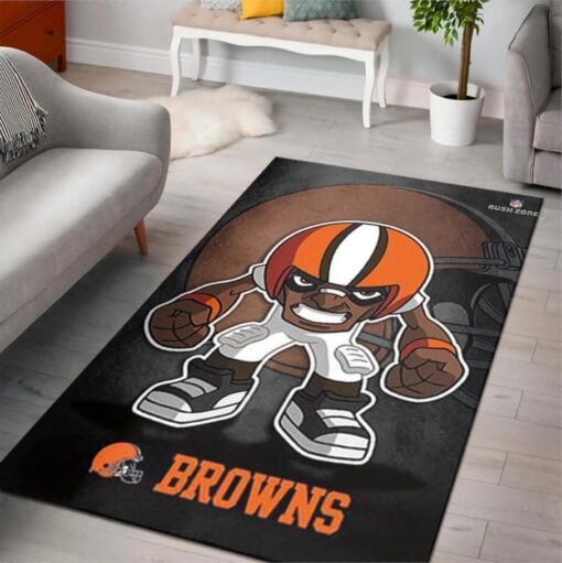 Cleveland Browns Rusher Nfl Rush Zone Character Area Rug - Custom Size And Printing