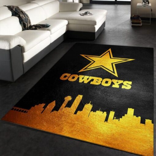 Dallas Cowboys Skyline Nfl Area Rug - Kitchen Rug - Family Gift Us Decor - Custom Size And Printing