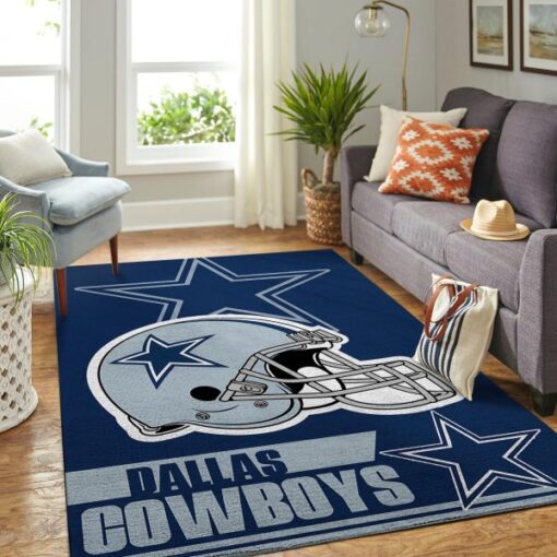Dallas Cowboys Nfl Team Logo Helmet Nice Gift Home Decor Rectangle Area Rug - Custom Size And Printing