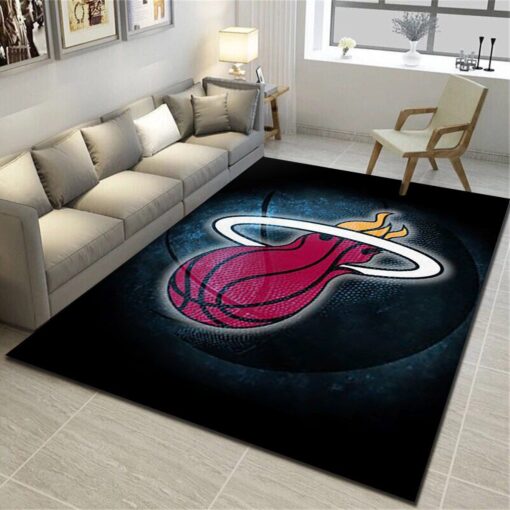 Miami Heat Area Rug - Basketball Team Living Room Bedroom Carpet, Man Cave Floor Mat - Custom Size And Printing