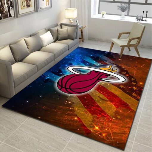 Miami Heat Area Rugs, Basketball Team Living Room Bedroom Carpet, Sports Floor Mat - Custom Size And Printing