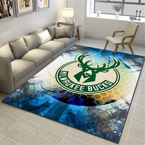 Milwaukee Bucks Area Rug - Basketball Team Living Room Carpet - Custom Size And Printing