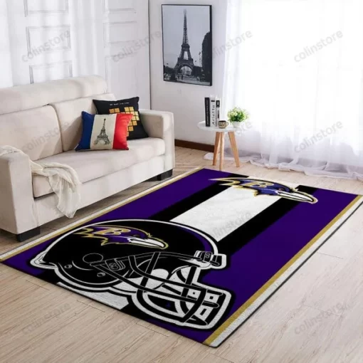 Baltimore Ravens NFL Team Logo Helmet Nice Gift Living Room Carpet Area Rug Custom Size And Printing