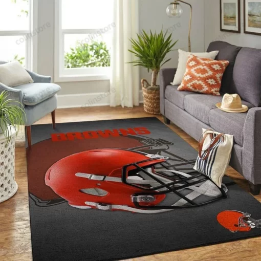 Cleveland Browns Nfl Team Logo Helmet Rug - Custom Size And Printing