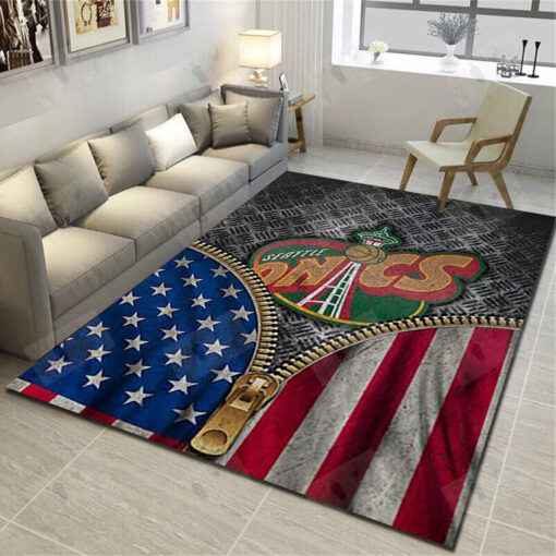 Oklahoma City Thunder Area Rug - Basketball Team Living Room Bedroom Carpet - Custom Size And Printing