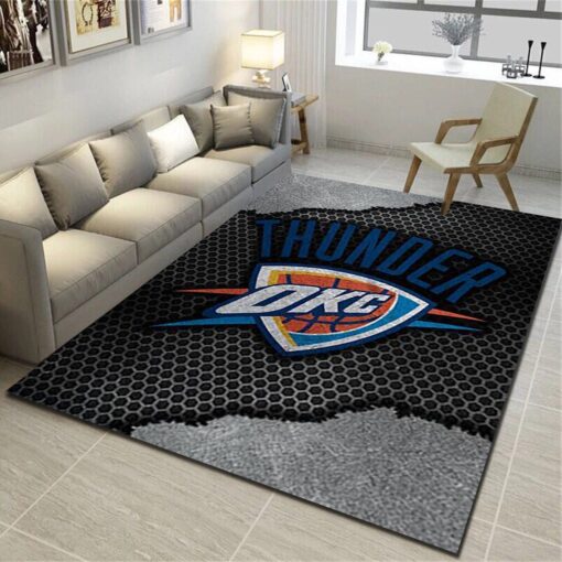 Oklahoma City Thunder Area Rug - Basketball Team Living Room Carpet - Custom Size And Printing