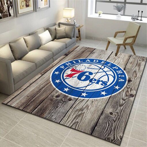 Philadelphia 76Ers Area Rug - Basketball Team Living Room Carpet - Custom Size And Printing