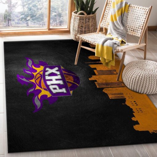 Phoenix Suns Skyline Dark Area Rug - Bedroom, Family Gift Us Decor - Custom Size And Printing