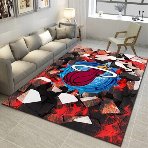 Miami Heat Area Rugs, Basketball Team Living Room Carpet, Fan Cave Floor Mat - Custom Size And Printing