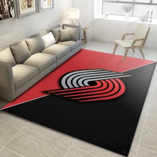 Portland Trail Blazers Logo Area Area Rug Nba Area Rug Floor Decor - Custom Size And Printing