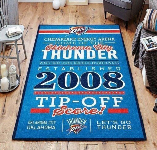 Oklahoma City Thunder Area Rug Nba Basketball Team Logo Carpet Living Room Rug - Custom Size And Printing