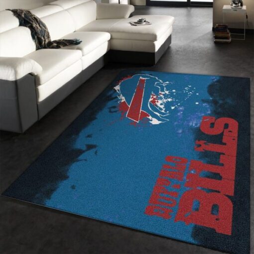 Buffalo Bills Fade Rug NFL Team Area Rug Carpet, Bedroom Rug Family Gift Us Decor Custom Size And Printing