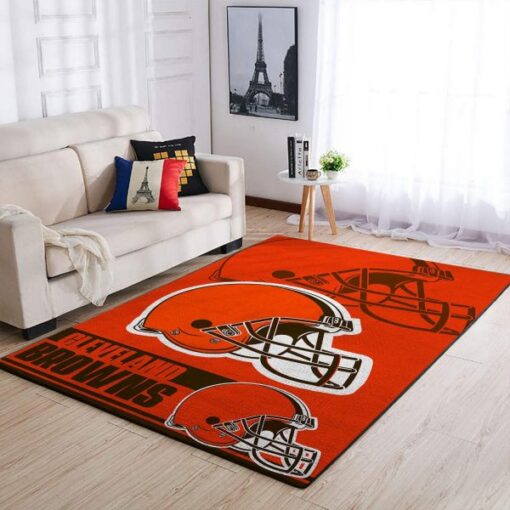 Cleveland Brownsnfl Team Logo Helmet Nice Gift Living Room Carpet Rug - Custom Size And Printing