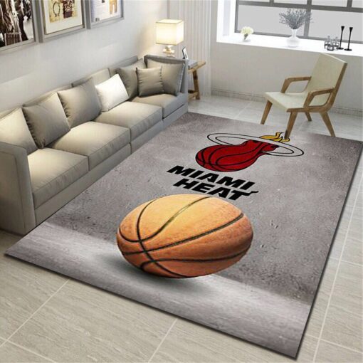 Miami Heat Logo Area Rug - Basketball Team Living Room Bedroom Carpet, Sports Floor Mat Home Decor - Custom Size And Printing